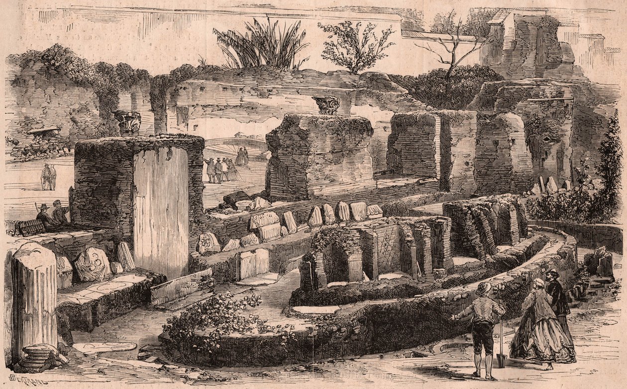 Wykopaliska archeologiczne zorganizowane przez Napoleona III w Rzymie na terenie Pałacu Cezarów autorstwa Unknown