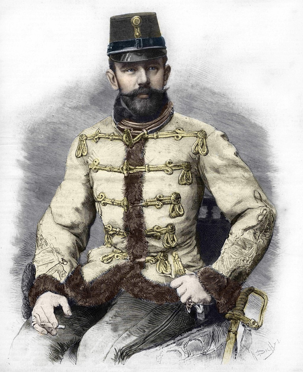Arcyksiążę Rudolf Habsburg (1858-1889), książę koronny Austrii. Rycina z 1889 roku. autorstwa Unknown artist