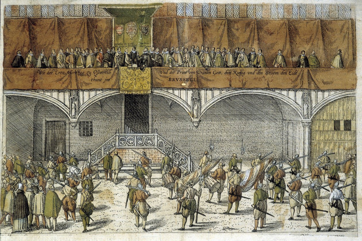 Archeduc Mathias i Prince of Orange składają przysięgę ochrony wolności Holandii autorstwa Unknown artist