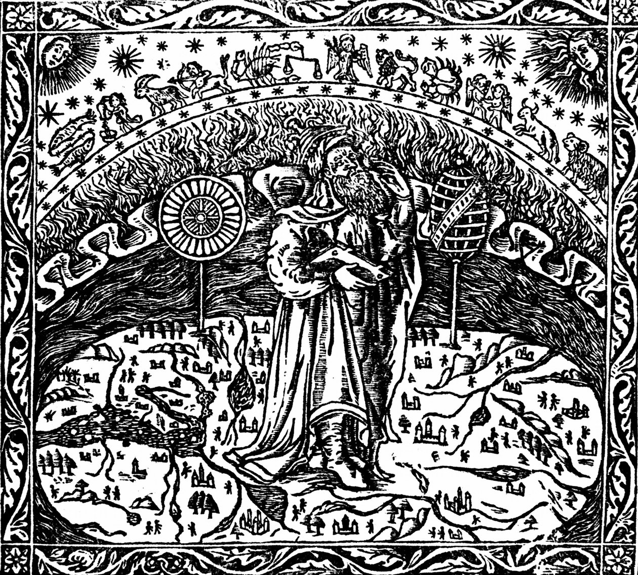 Archimedes stojący na Ziemi, z "Archimedes Tetragonismus autorstwa Unknown artist