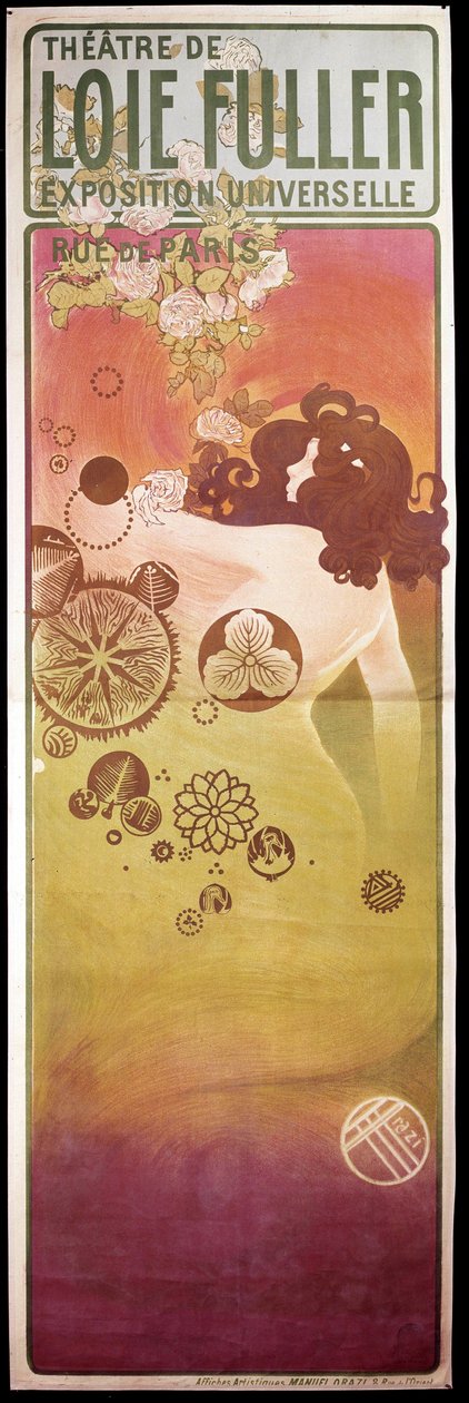 Art Nouveau: plakat do wystawy powszechnej „Theatre de Loie Fuller”. Loie Fuller (1862-1928) był amerykańskim tancerzem. Paryż, Sztuka Dekoracyjna autorstwa Unknown artist