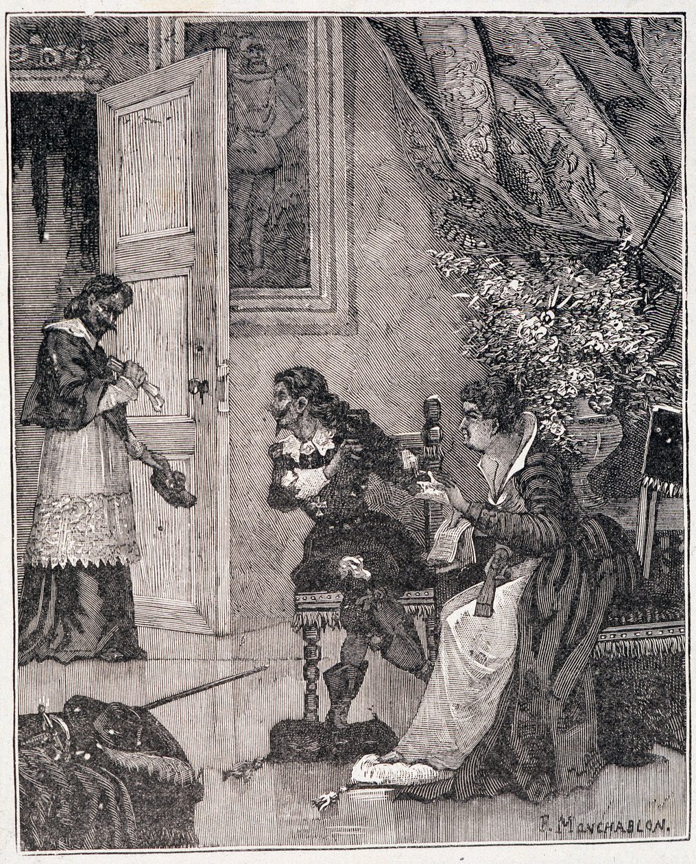 W czasie, gdy Marie de Medicis broniła swojej sprawy, kardynał wszedł (Journee des dupes), ilustracja w „Paris a travers les siecles” Kenouillaca autorstwa Unknown artist