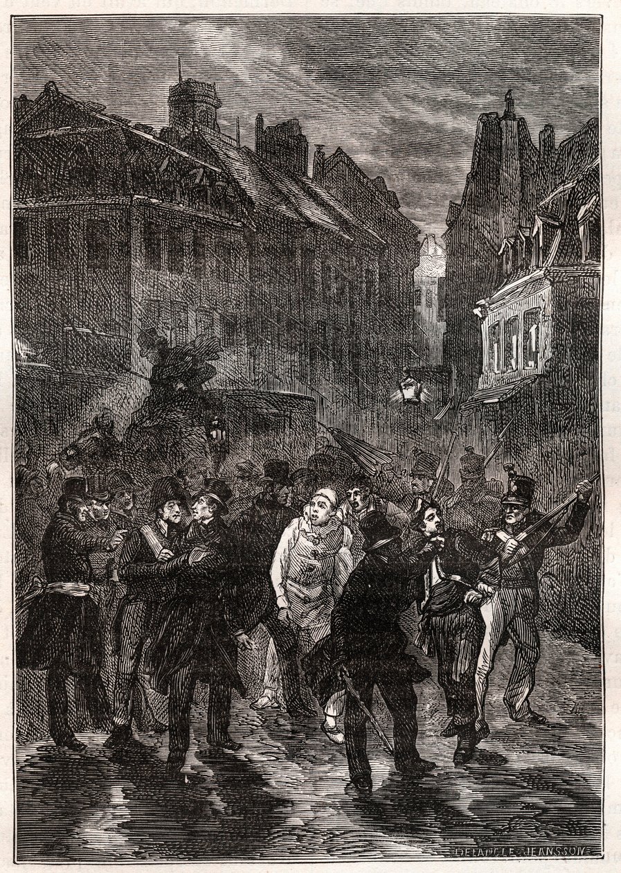 Ataki na Ludwika Filipa I - Le conspiracy de la rue des Prouvaires - 1 lutego autorstwa Unknown artist