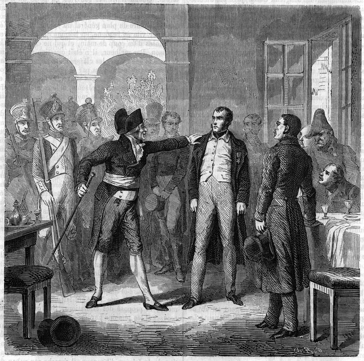Próba powstania miasta Tulon: aresztowanie Carbonaro (węglarza) Armanda Valle, byłego kapitana Armii Napoleońskiej w 1822 roku. autorstwa Unknown artist
