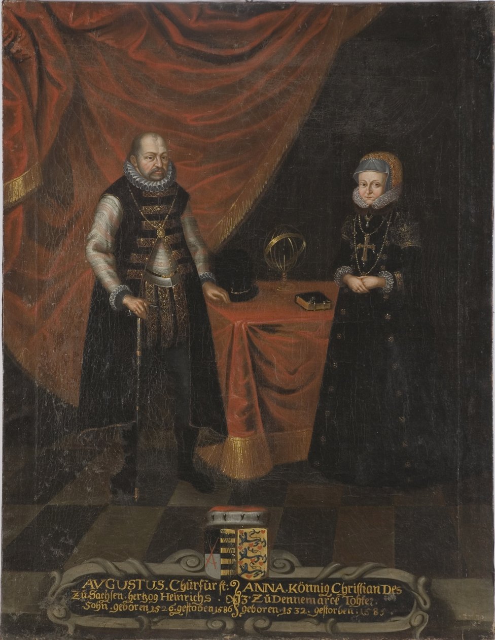Auguste I, electeur de Saxe et princesse Anne du Danemark - Portret Augusta (1526-1586), elektora saskiego i Anny duńskiej (1532-1585), elektora saskiego, Anonim. Olej na płótnie. Wymiar : 103x79,5 cm. Muzeum Narodowe w Sztokholmie autorstwa Unknown artist