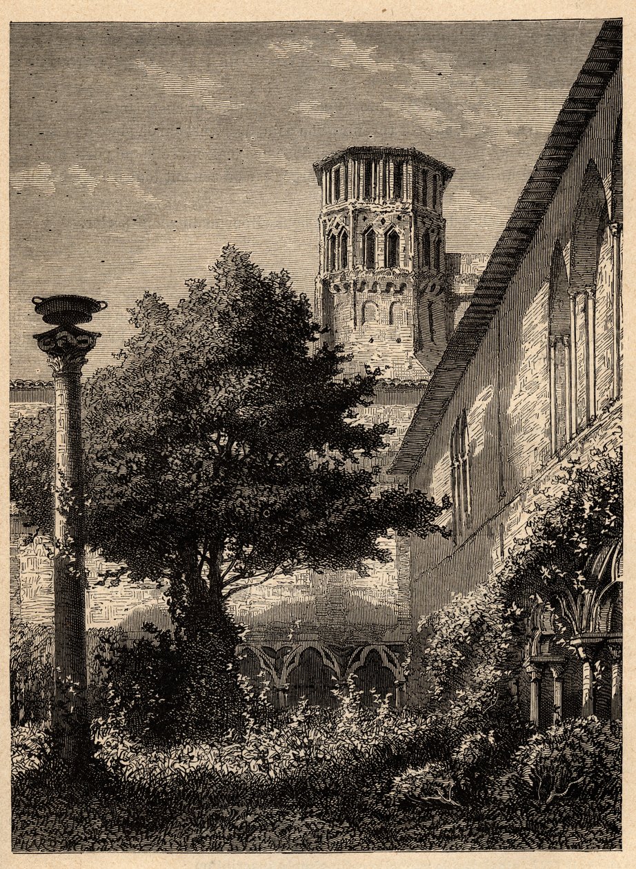 Klasztor augustianów (Toulouse) - Le cloitre des Augustins à Toulouse - grawerowanie w „” PATRIE” - PINTUREQUIREQUE OPIS FRANCJI W 6 TOMACH WG LUCIENA HUARDA - koniec XIX wieku autorstwa Unknown artist