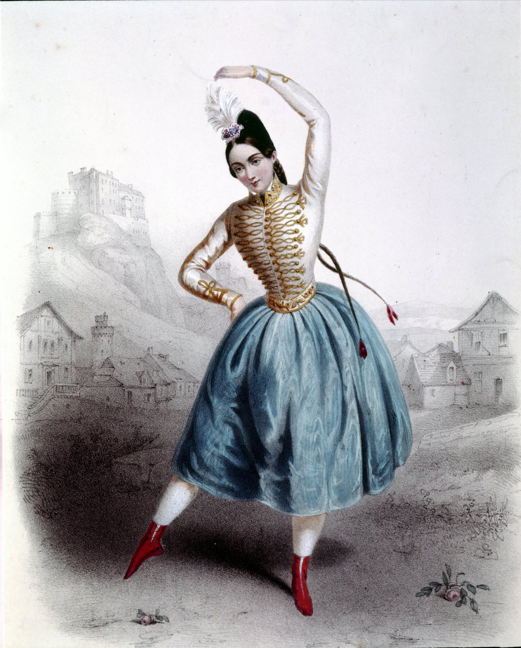 Austriacka tancerka Fanny Elssler (1810-1884) w balecie „Kraków” (La gipsy) 1842 Druk XIX w. autorstwa Unknown artist