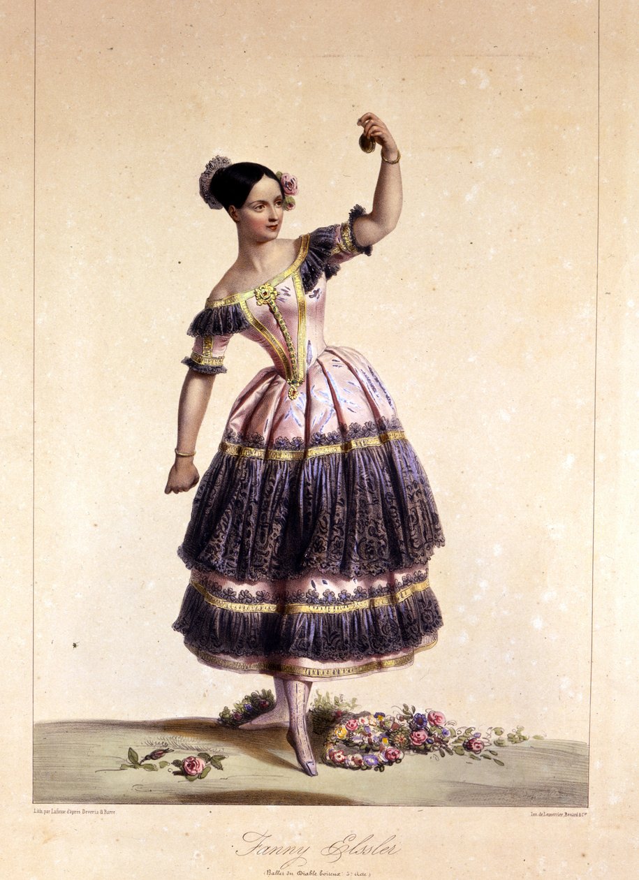 Austriacka tancerka Fanny Elssler (1810-1884) w balecie „Kulawy diabeł” 02/06/1836 XIX-wieczna grafika autorstwa Unknown artist