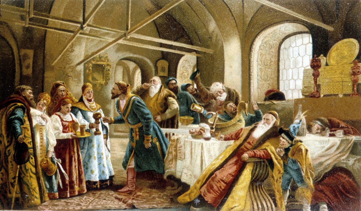 Bankiet z okazji ślubu boyard (boyard, bojar) w Rosji. autorstwa Unknown artist
