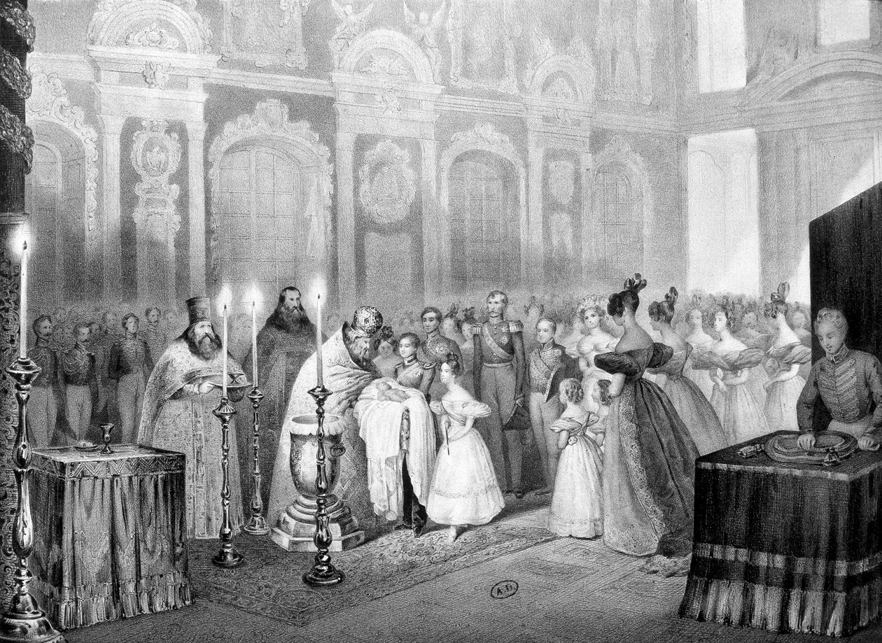 Chrzest Wielkiego Księcia Mikołaja (przyszły Mikołaj I) - grawer autorstwa Unknown artist