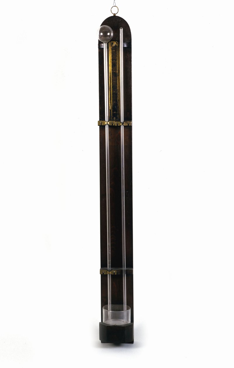 Barometr (rurka rtęciowa), wynaleziony przez Evangelistę Torricelli lub Torricelli (1608 - 1647). Muzeum Nauki i Techniki. Mediolan autorstwa Unknown artist