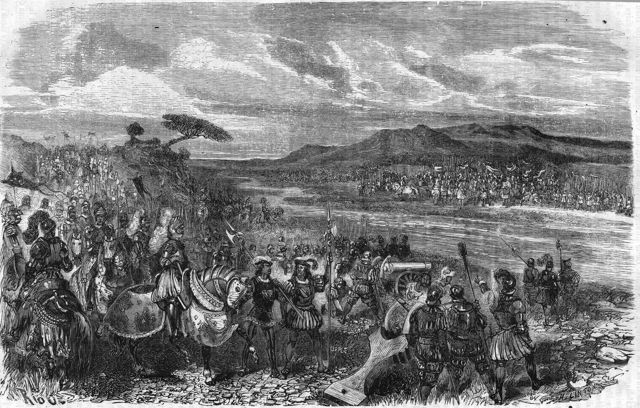 Bitwa pod Fornoua (Fornovo) (Włochy) pod dowództwem Karola VIII 6 lipca autorstwa Unknown artist