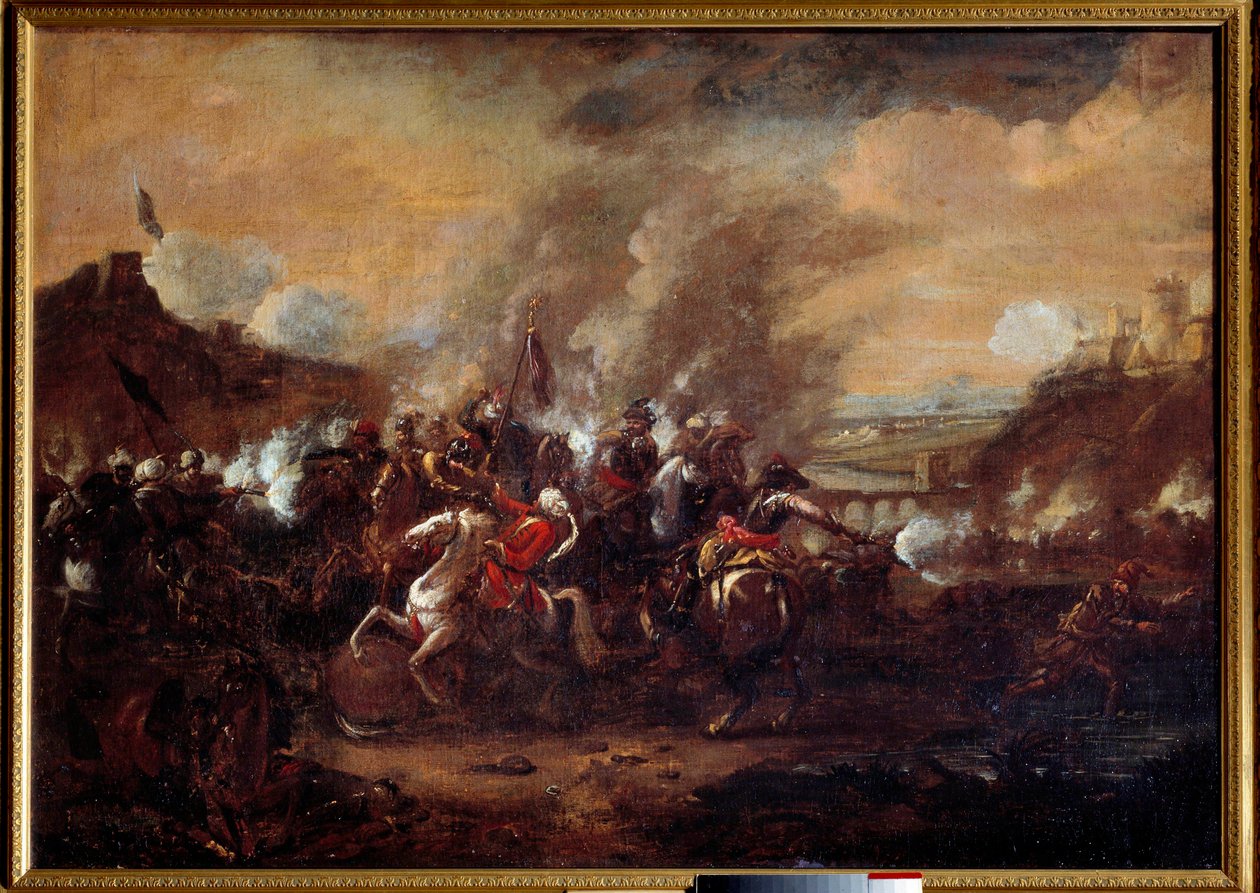 Bitwa pod Wiedniem: „Zniesienie oblężenia Wiednia przez Turków we wrześniu 1683 r.” Zwycięstwo wojsk koalicji chrześcijańskiej pod dowództwem Jana III Sobieskiego, Leopolida I i Karola Lotaryńskiego. Anonimowy obraz z XVII wieku. Nancy, historyk muzeów autorstwa Unknown artist