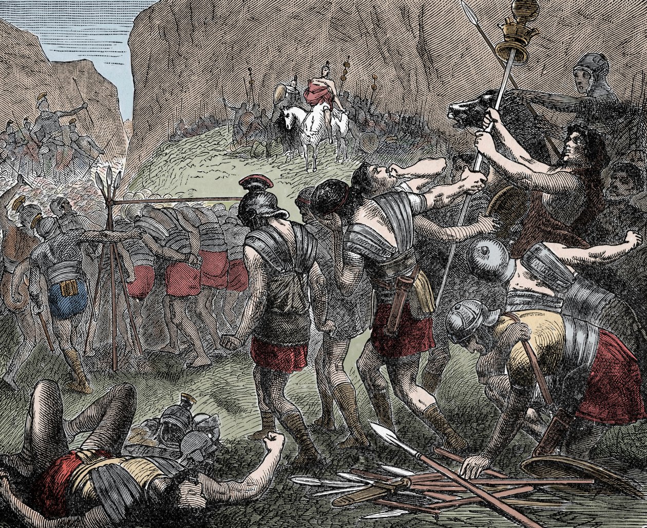 Bitwa o widły Caudine - Bitwa o widły Caudine (Furculae Caudinae) - 321 p.n.e. między Rzymianami a Samnitami podczas drugiej wojny samnickiej autorstwa Unknown artist