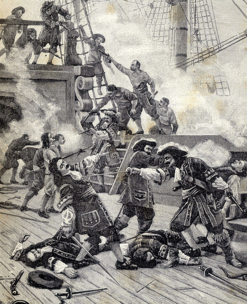 Bitwa na łodzi - Jean Bart. autorstwa Unknown artist
