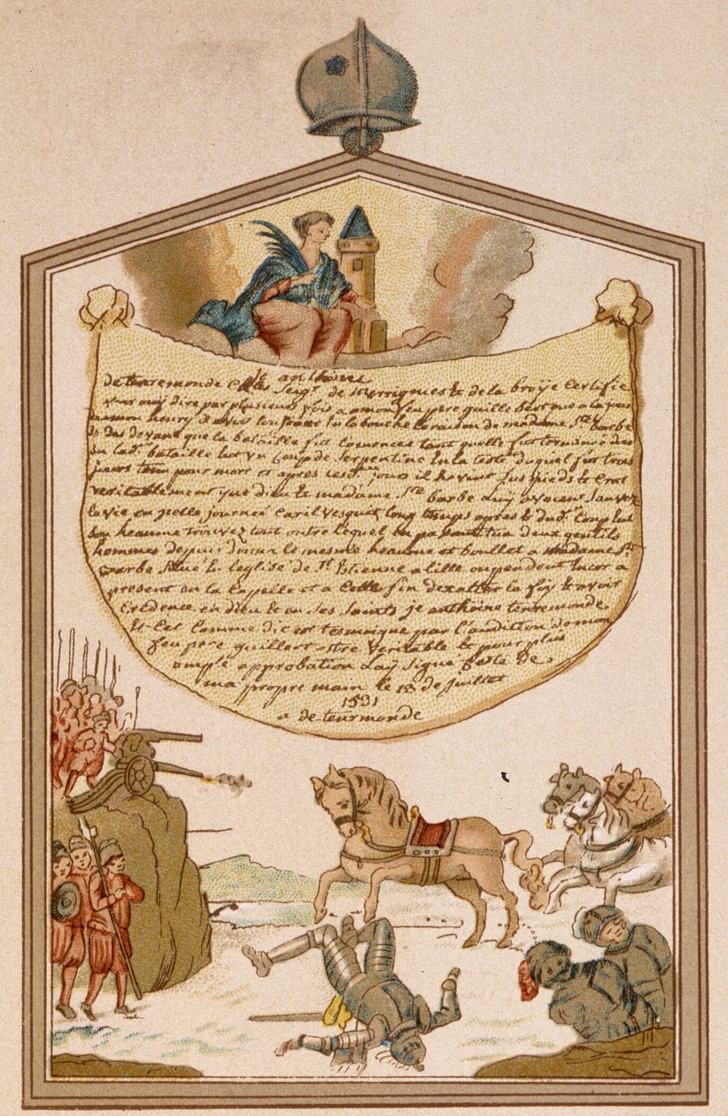 Scena walki z armatą w średniowieczu - ex-voto Saint Barbe autorstwa Unknown artist