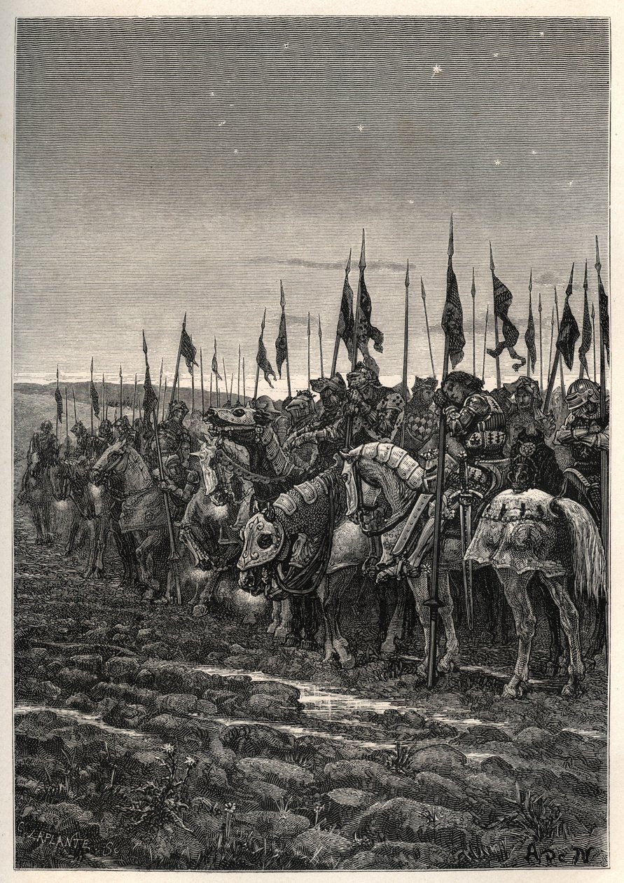 Przed bitwą pod Agincourt - Wojna 100 lat: Bitwa pod Azincourt (Pas-de-Calais) 25 października autorstwa Unknown artist