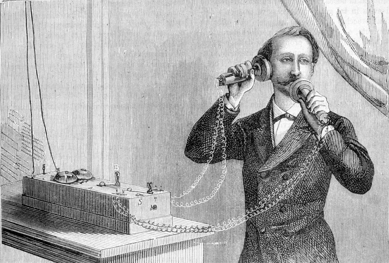 Telefon Bella. Grawerowanie z XIX wieku. autorstwa Unknown artist