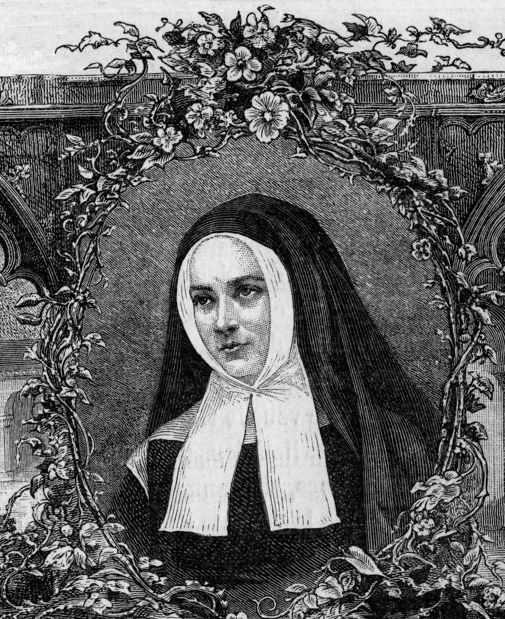 Bernadeta Soubirous (1844-1879) w stroju religijnym. Grawerowane od 1877 roku. autorstwa Unknown artist