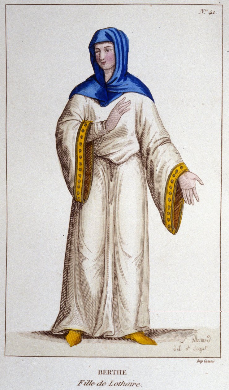 Berthe, córka Lotharii II, króla Lotaryngii. grawerunek z 1830 autorstwa Unknown artist