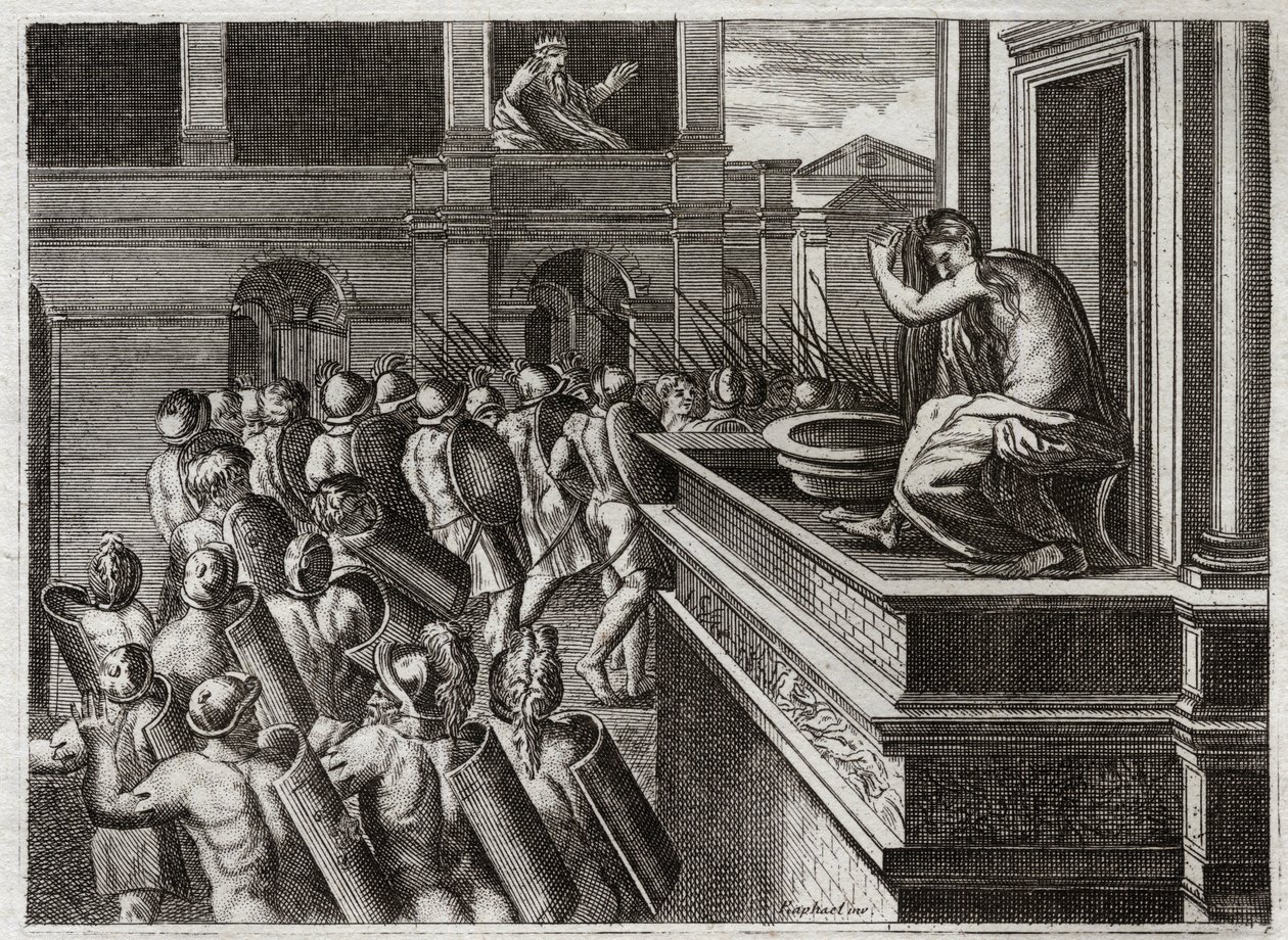 Biblia Royaumont, Stary Testament: Zbrodnia Dawida lub Betsabe w wannie. Dawid zobaczył z daleka Betsabee, żonę Uriasza Chetyty (lub Uriasza Chetyty), kąpiącą się, i spełnił w niej złe pragnienie, a następnie zabił jej męża Uriasza. Ilustracja z autorstwa Unknown artist