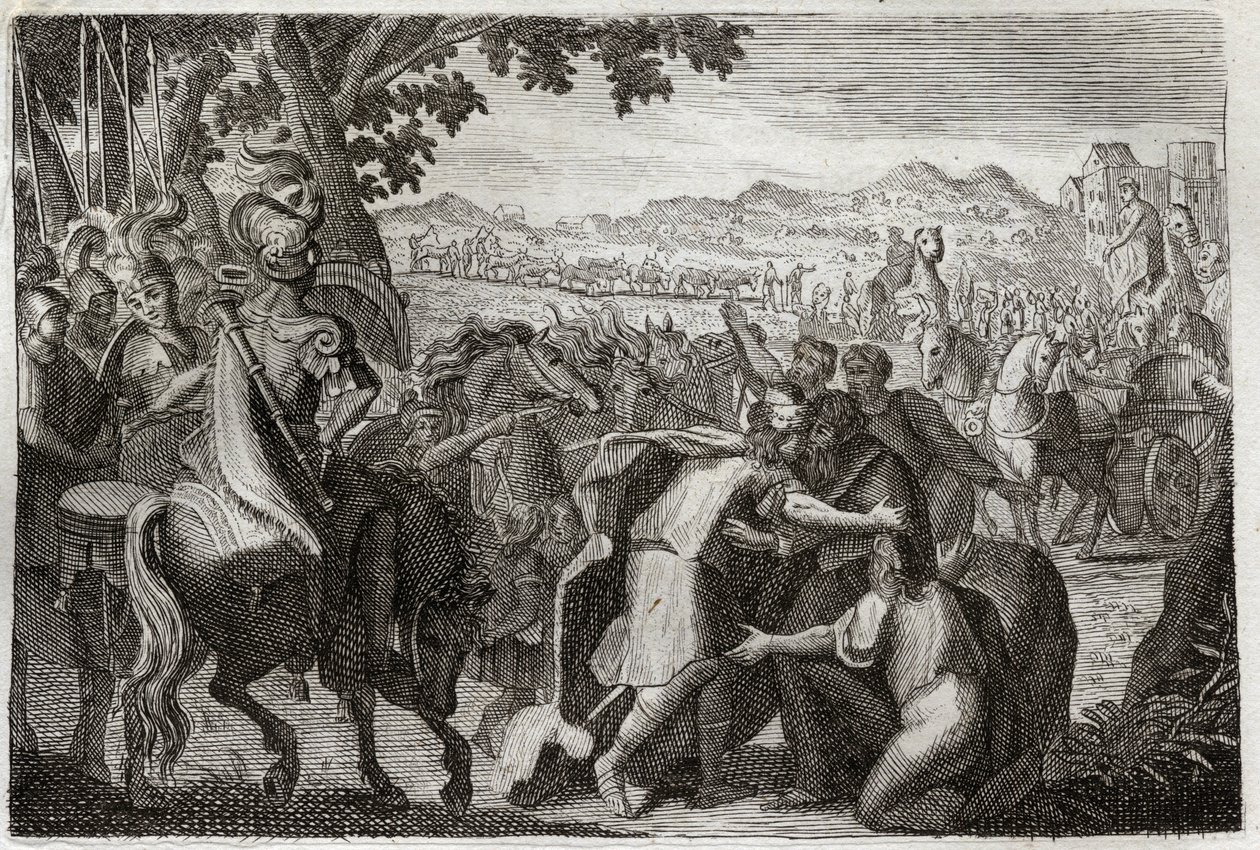 Biblia Royaumont, Stary Testament: Jakub jedzie do Egiptu. Jacob odnajdzie Józefa z całą rodziną. Ilustracja z 1811 roku. autorstwa Unknown artist