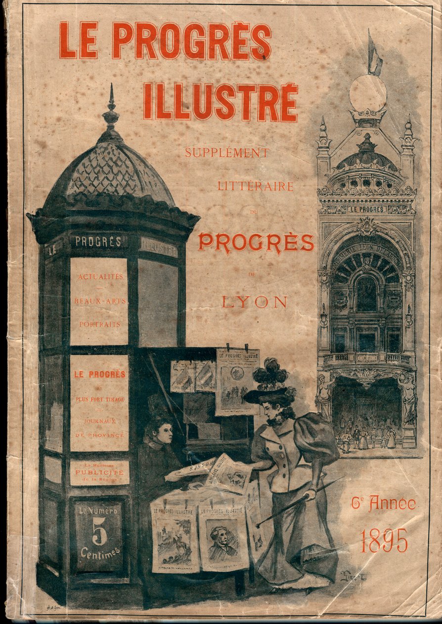 Oprawa dodatku literackiego „Le Progres illustré” postępu Lyonu z 1895 r. (Kolumna Morrisa) autorstwa Unknown artist