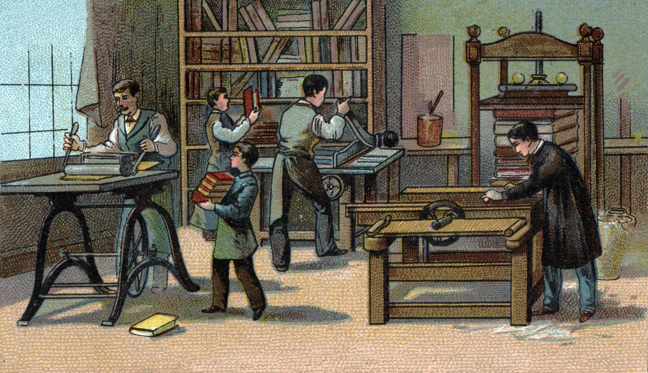 Pracownia introligatorska: Chromolitografia końca XIX wieku autorstwa Unknown artist
