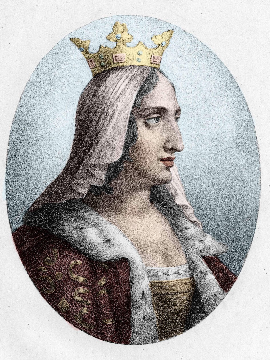 Blanche de Castile. Królowa Francji (1188 do 1252).żona króla Ludwika VIII. rycina z XIX wieku. autorstwa Unknown artist