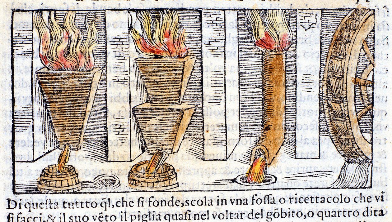 Wielki piec - w „Pirotechnice” Biringuccio autorstwa Unknown artist