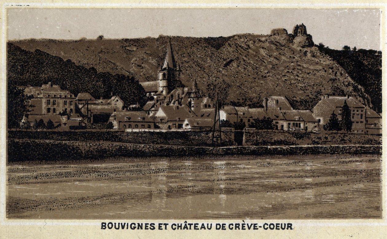 Bouvignes sur Meuse i Chateau de Creve Coeur (Creve-Coeur lub Crevecoeur), Walonia, Belgia autorstwa Unknown artist