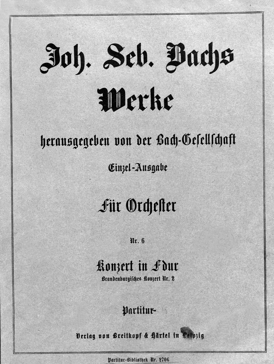II Koncert brandenburski, frontyspis partytury Johanna Sebastiana Bacha (Johann Sebastian Bach autorstwa Unknown artist