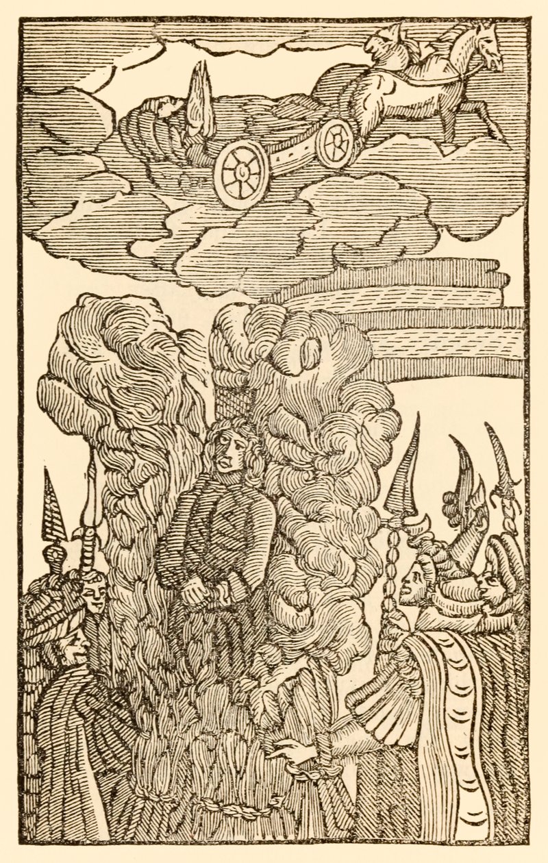 Odważny Wierny, odważnie dokonany słowem i czynem z książki John Bunyan (1628-1688) „Pielgrzymujący postęp z tego świata, do tego, który ma nadejść” (1628-1688) Wierny jest torturowany i spalony na stosie, ale potem autorstwa Unknown