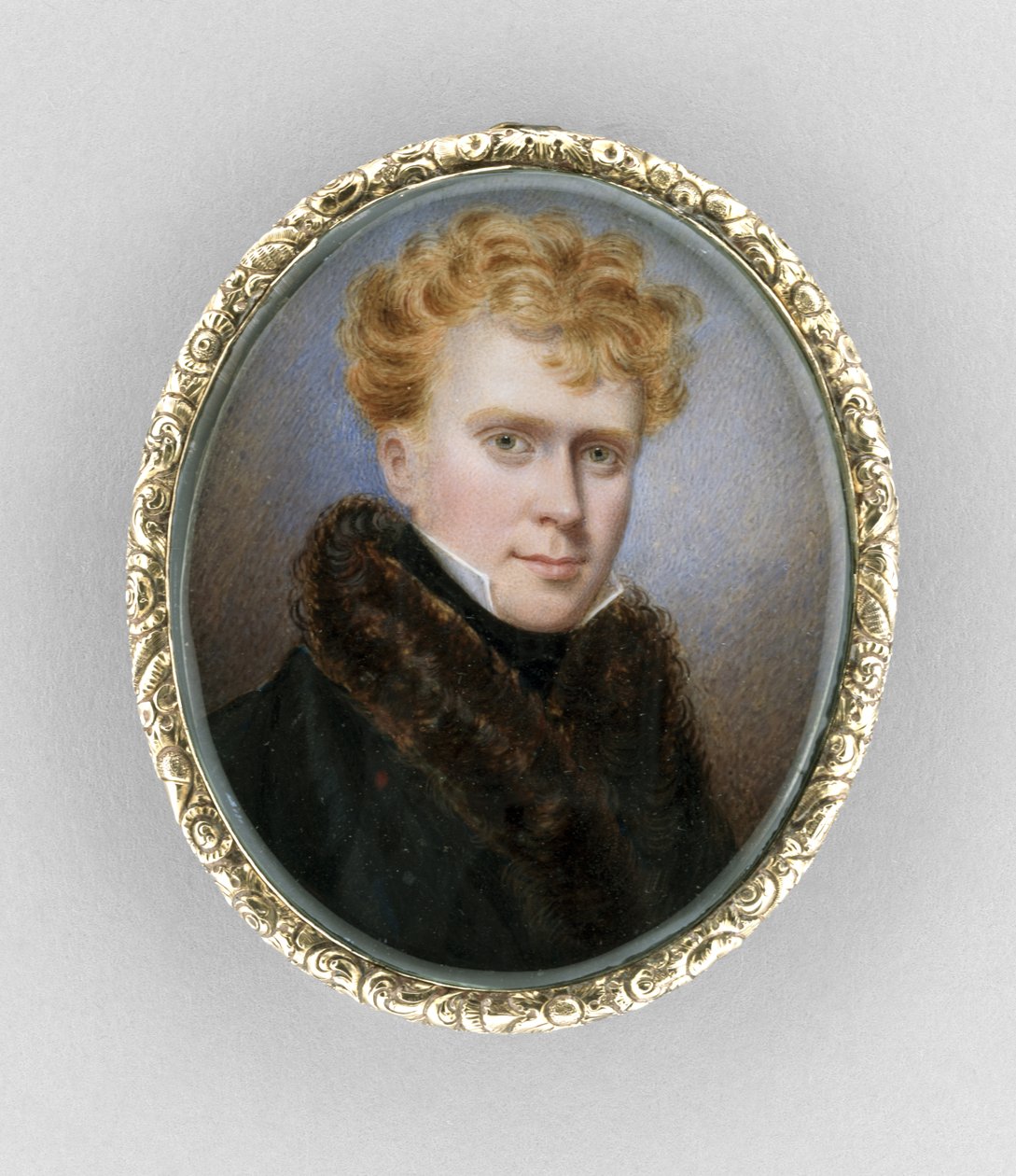 Broszka z portretem mężczyzny, ok. 1840 (akwarela na kości słoniowej) autorstwa Unknown artist