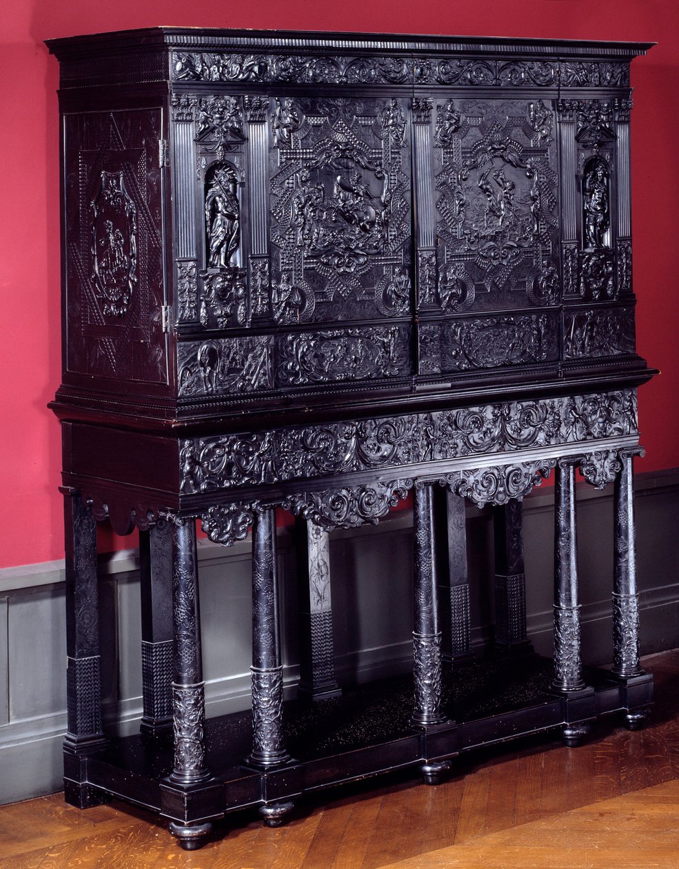Gabinet w ebene Horatius Cocles, rzymscy bohaterowie, broni mostu Sublicjusza w Rzymie przed atakiem Etrusków z Porsenny w 507 rpne. Około 1645 Paryż. Muzeum w Luwrze autorstwa Unknown artist