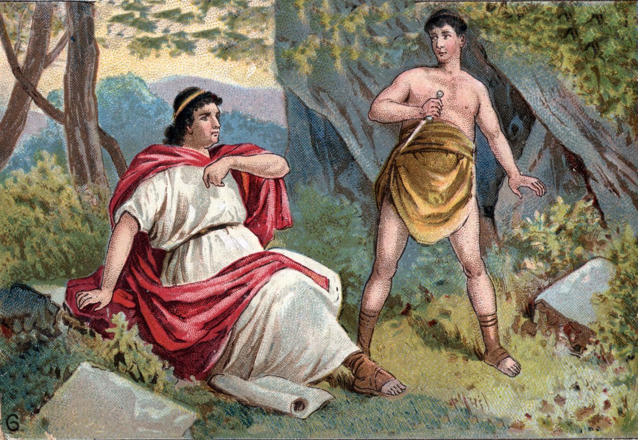 Caius Sempronius Gracchus (Gaius (Caio) Sempronius Gracco) (154-122 pne) (Gracque), trybun plebejuszy, uwikłany w konflikt między Senatem a Plebe, nakazał swojemu niewolnikowi zabić go autorstwa Unknown artist
