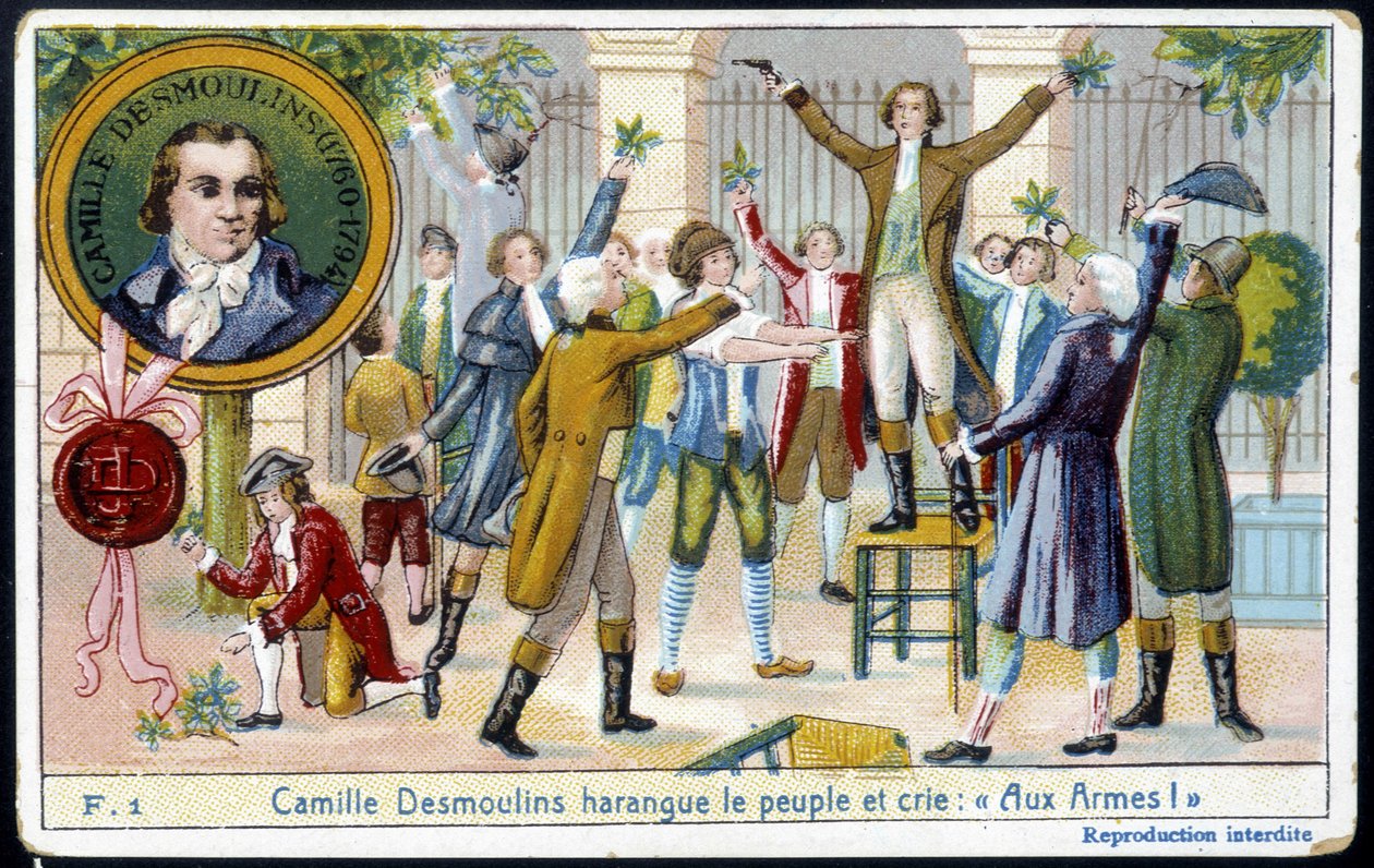 Camille Desmoulins szykował ludzi i krzyczał „Z bronią! „” - chrom., koniec XIX wieku autorstwa Unknown artist