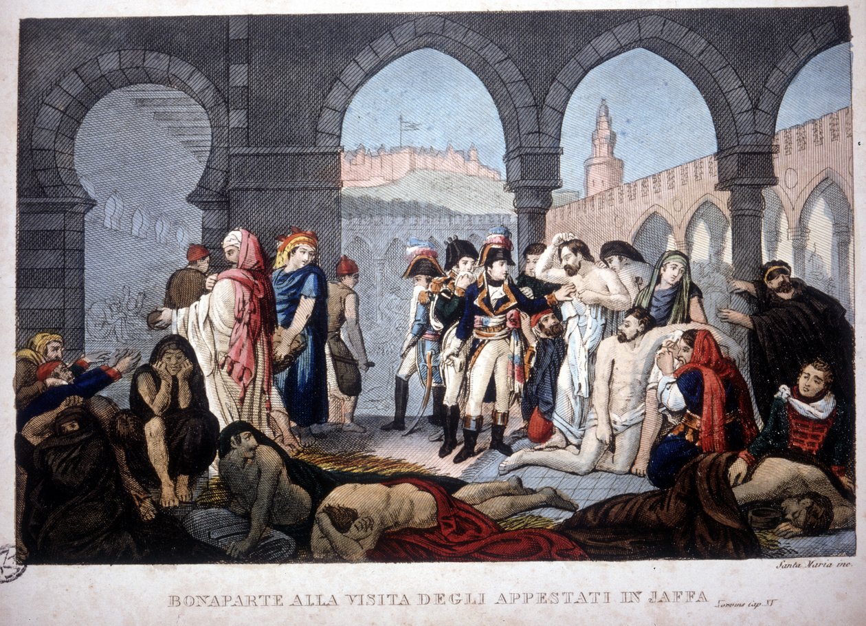 Kampania (wyprawa) w Egipcie (1798-1801): Napoleon odwiedzający Jaffa pestiferes w Egipcie, około 1800 r. autorstwa Unknown artist