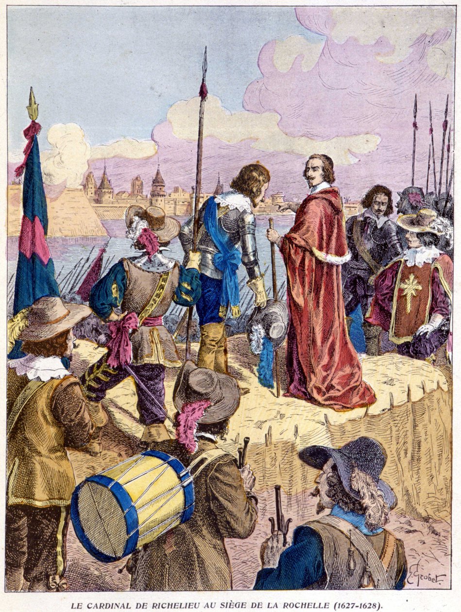 Kardynał Richelieu podczas oblężenia La Rochelle (1627-1628) autorstwa Unknown artist