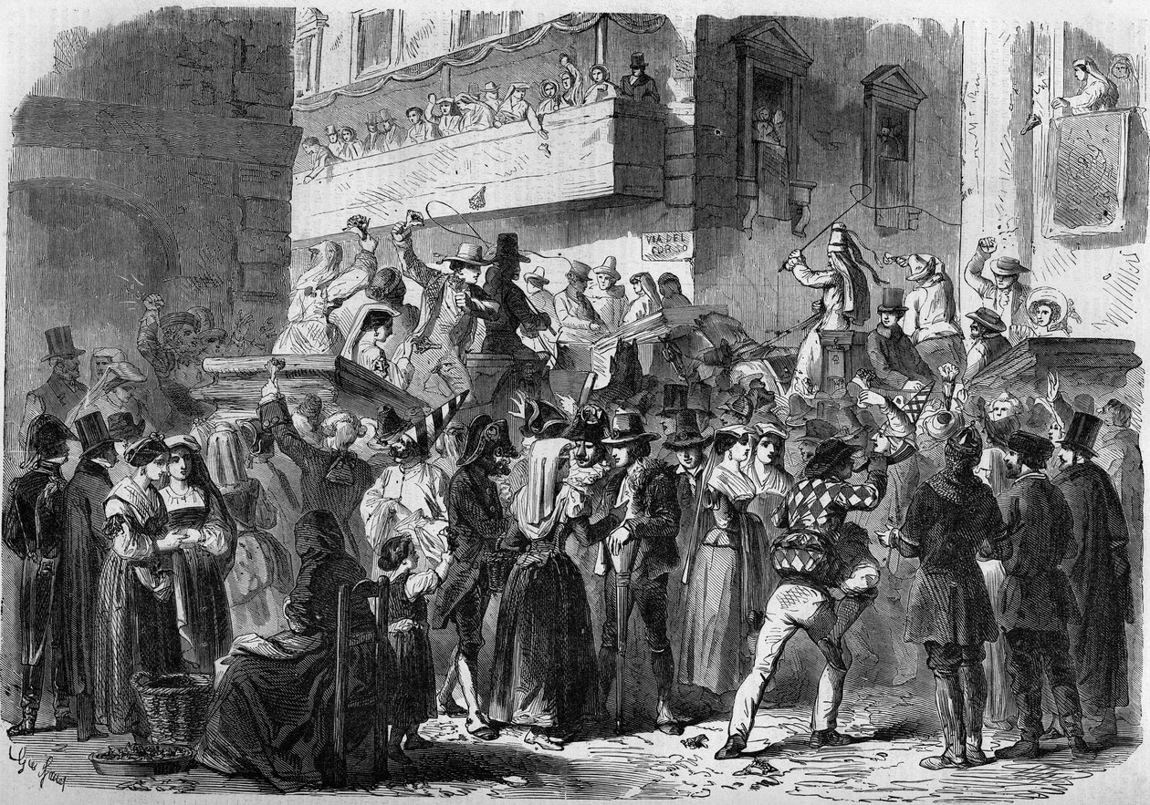 Karnawał rzymski na podstawie rysunku Gierdziejewskiego z 1858 r. autorstwa Unknown artist