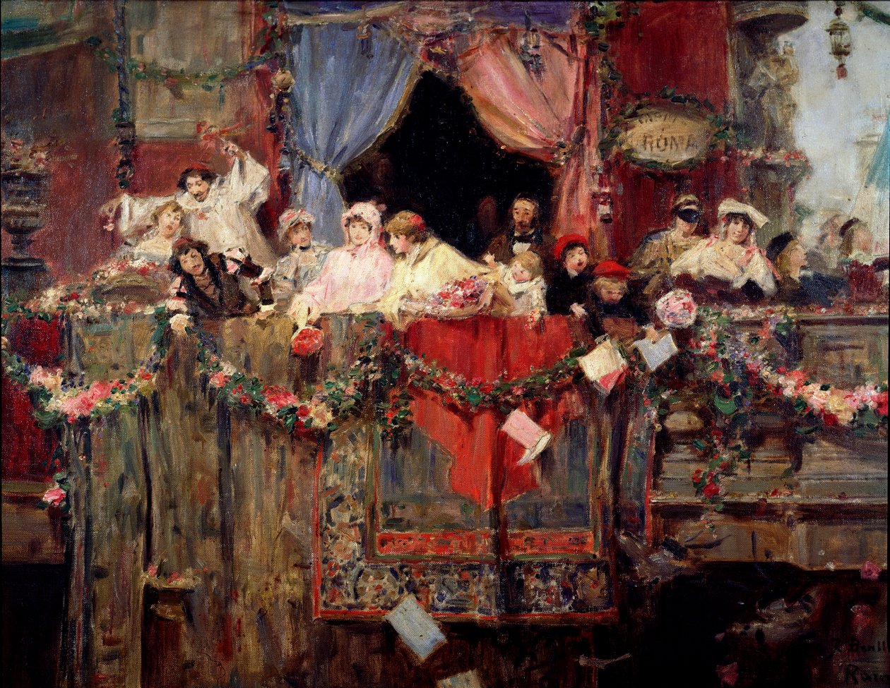 Scena karnawałowa w Rzymie Malarstwo Anonimowe. XIX-wieczny Rzym, museo del folklor autorstwa Unknown artist