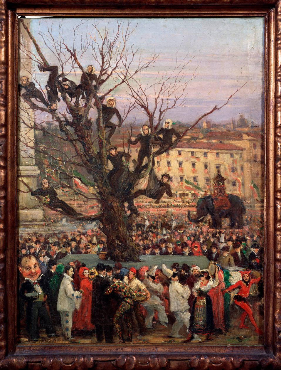 Scena karnawałowa na ulicach Rzymu Malarstwo Anonimowe. XIX-wieczny Rzym, Museo del Folklore autorstwa Unknown artist