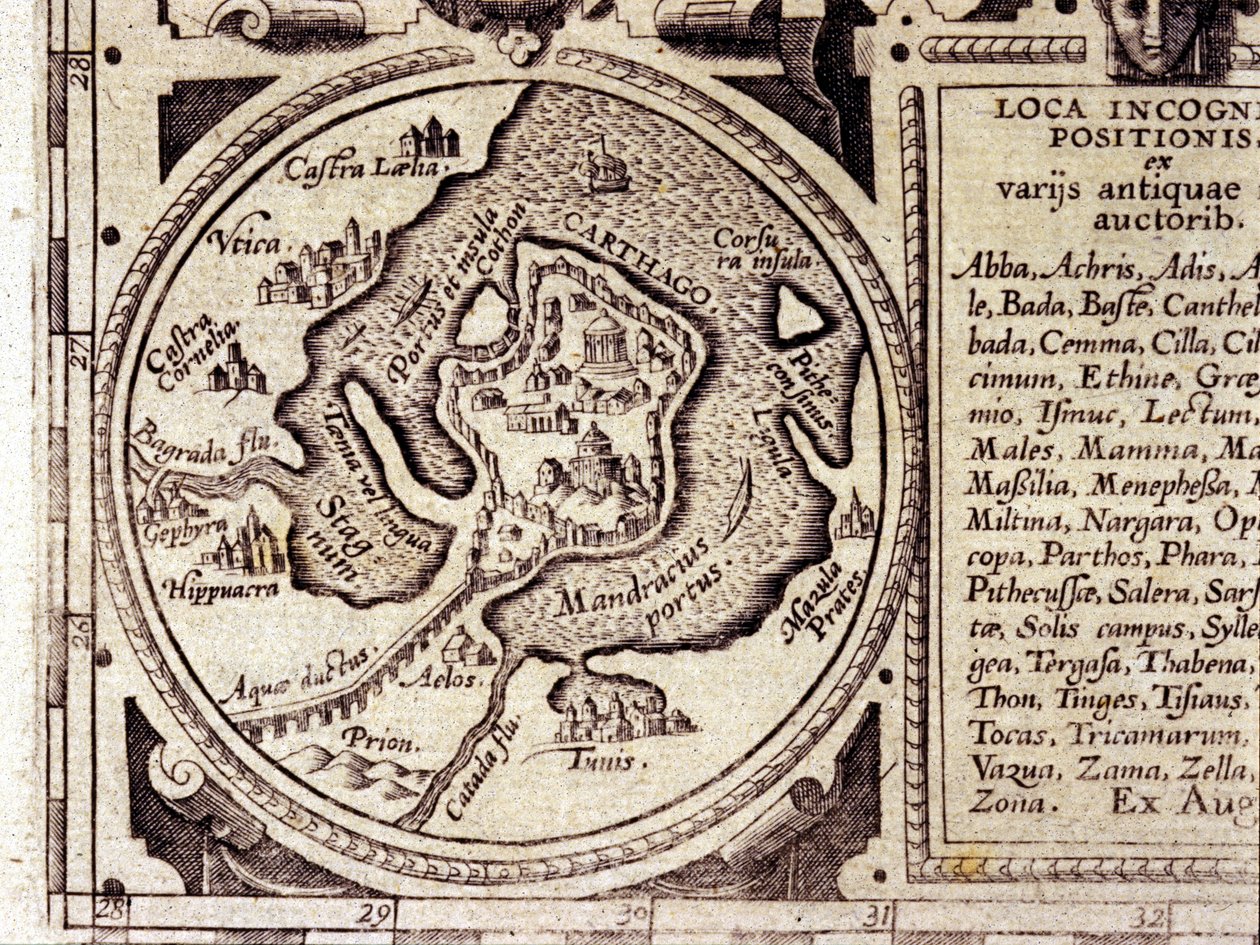 Kartagina widok na Zatokę Tunis w XVII-wiecznym atlasie historycznym. autorstwa Unknown artist