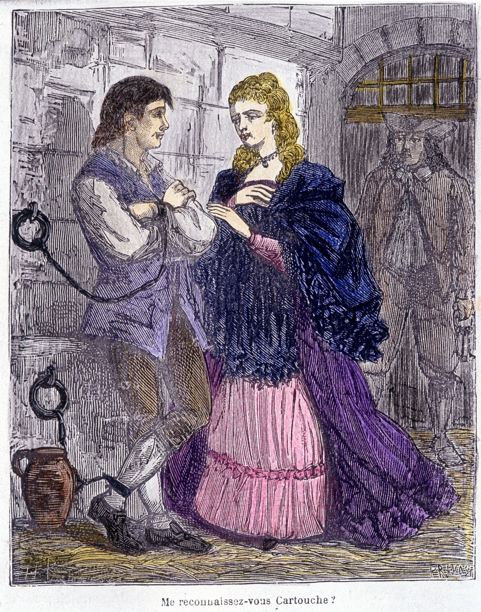 Kartridż odwiedzony przez damę w więzieniu - w „Nabój, król bandytów”, autorstwa Grandpré autorstwa Unknown artist