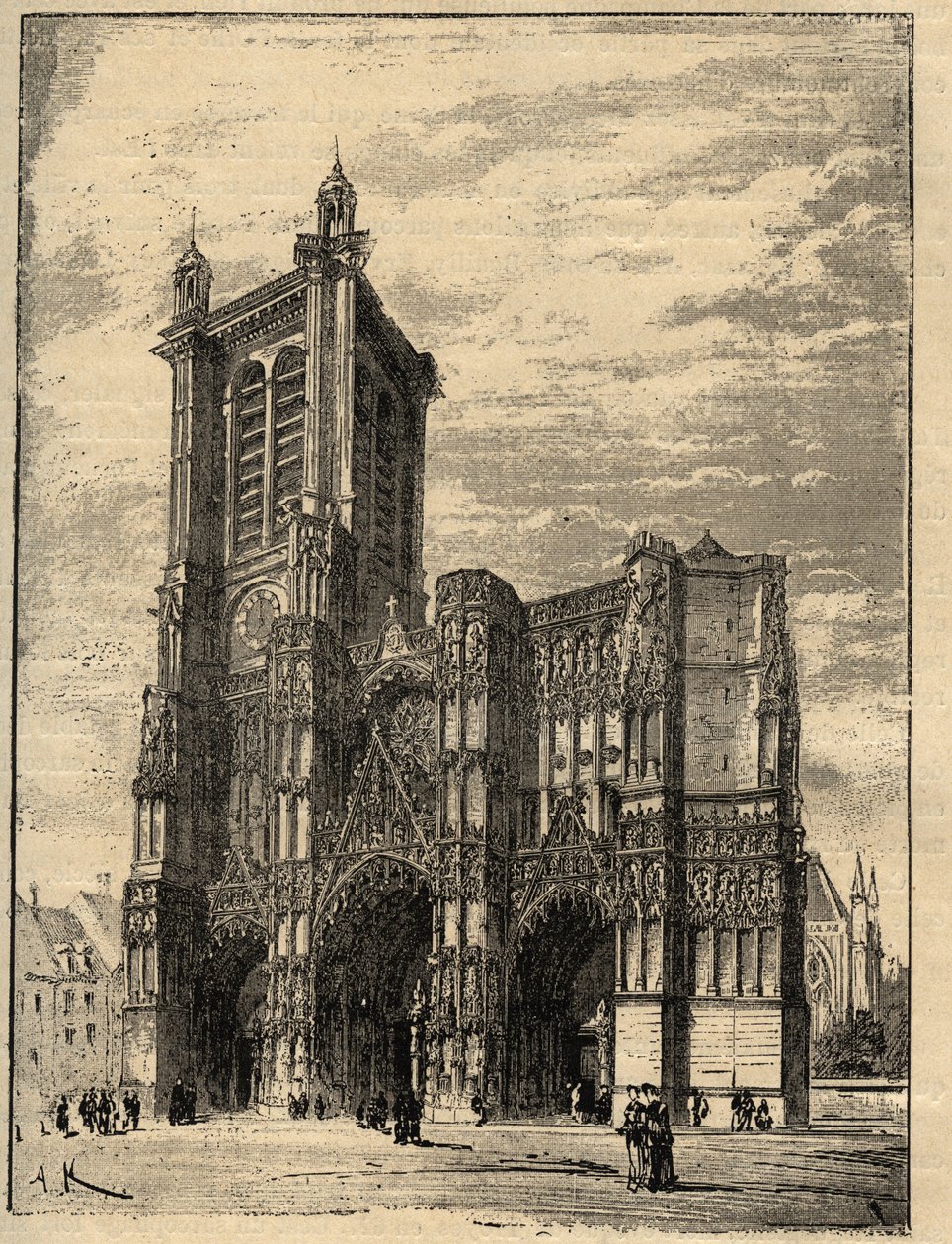 Cathedrale Saint-Pierre-et-Saint-Paul de Troyes - Szampania-Ardeny - grawerowanie w „” PATRIE” - PECTUREQUIREQUE OPIS FRANCJI W 6 TOMACH LUCIENA HUARDA - koniec XIX autorstwa Unknown artist