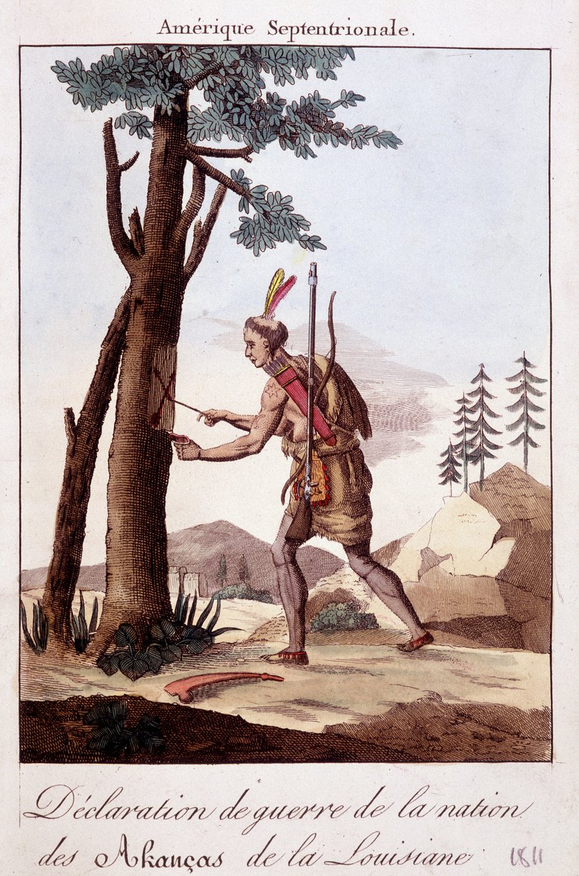Ceremonia wypowiedzenia wojny wśród Indian Akancas z Luizjany - grawerowanie autorstwa Unknown artist
