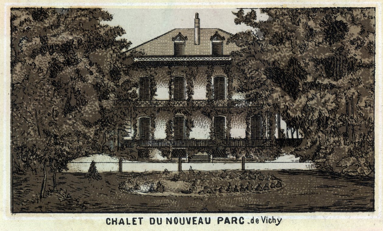 Chalet nowego parku Vichy (Allier i Owernia). Chromolitografia z końca XIX wieku. autorstwa Unknown artist
