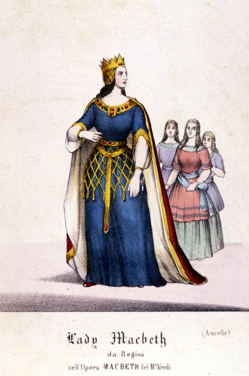 Postać Lady Makbet w operze „Makbet” Giuseppe Verdiego (1813 - 1901) po twórczości Williama Szekspira. 1847. Grawerowanie. autorstwa Unknown artist