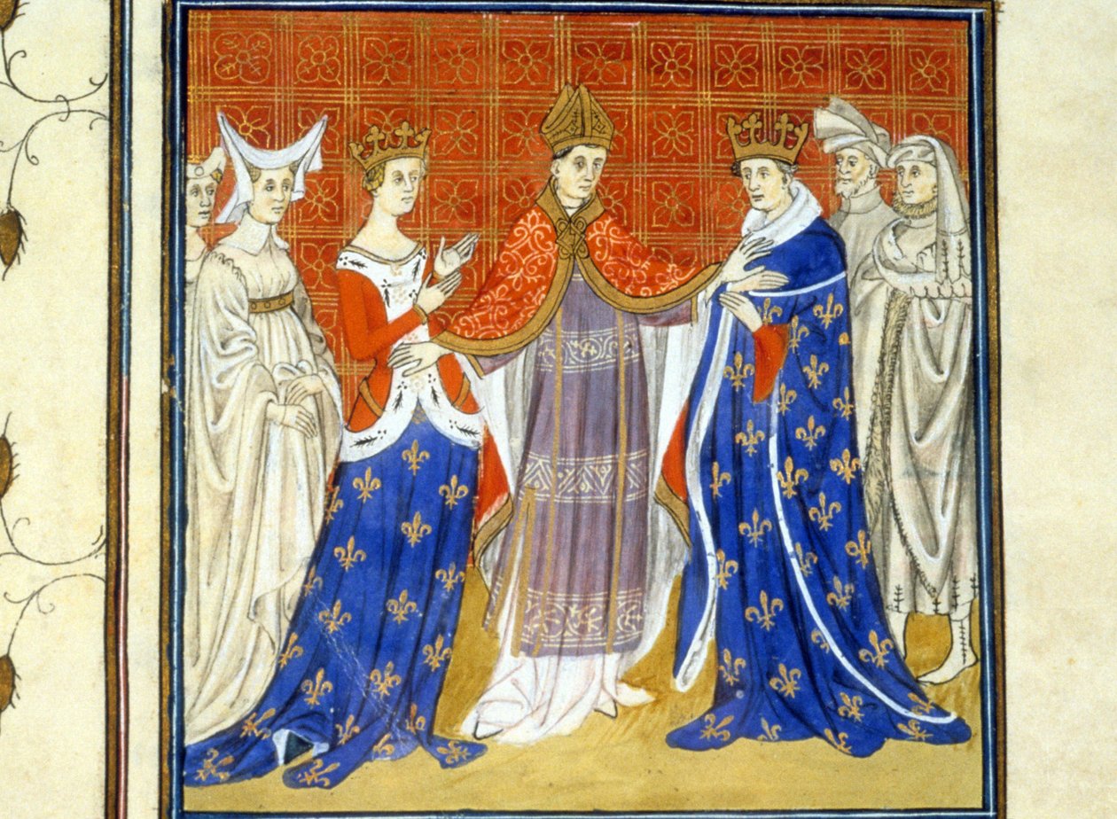Karol IV Piękny i Biały Burgundii - Miniatura Średniowiecza (ref. 512, 345v): Prośba o pozwolenie do Biblioteki Miejskiej w Tuluzie (tel: 05 62 27 66 66) autorstwa Unknown artist