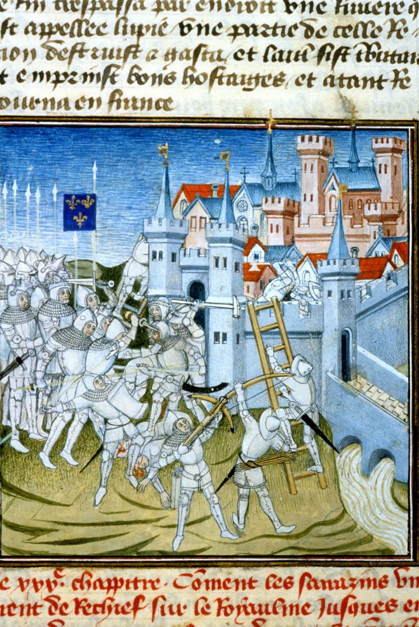 Karol Martel w Poitiers, 732 - Miniatura XIV w. (ref. 512, 074r) Prośba o pozwolenie do Biblioteki Miejskiej w Tuluzie (tel: 05 62 27 66 66) autorstwa Unknown artist